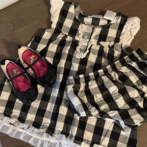 Calvin Klein Buffalo check flutter sleeve Sun dress 🖤🤍